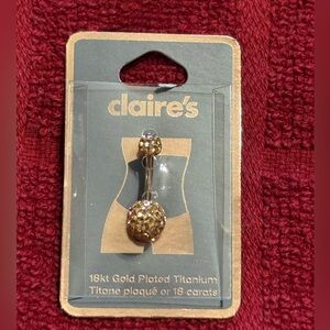 18kt Gold Plated Titanium Belly Naval Ring Piercing 14G 1.6mm Claire’s